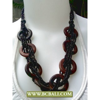 Black Beads wrap Wooden Fashion Necklaces